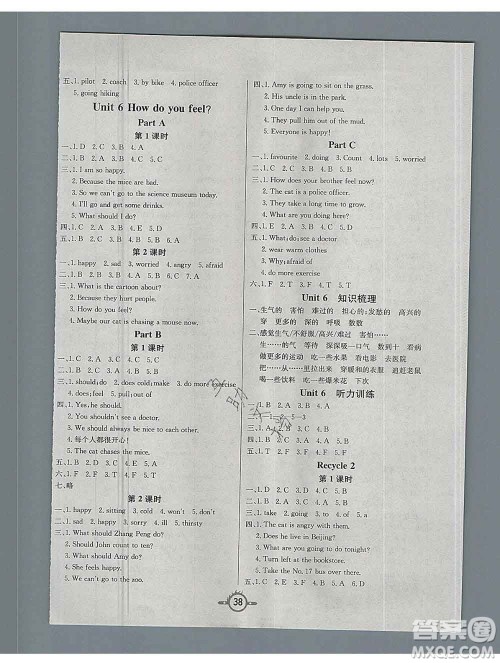 西安出版社2019年三甲文化创新课课练六年级英语上册人教版答案 西安出版社2019年三甲文化创新课课练六年级英语上册人教版答案