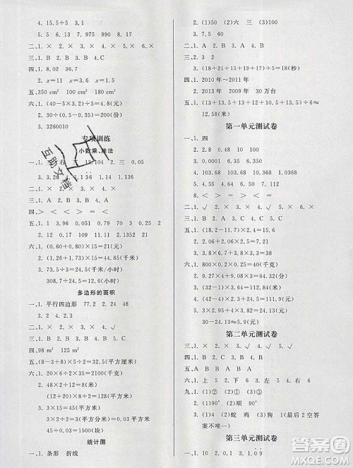 2019秋新版宝贝计划黄冈冠军课课练五年级数学上册青岛版六三制答案 2019秋新版宝贝计划黄冈冠军课课练五年级数学上册青岛版六三制答案