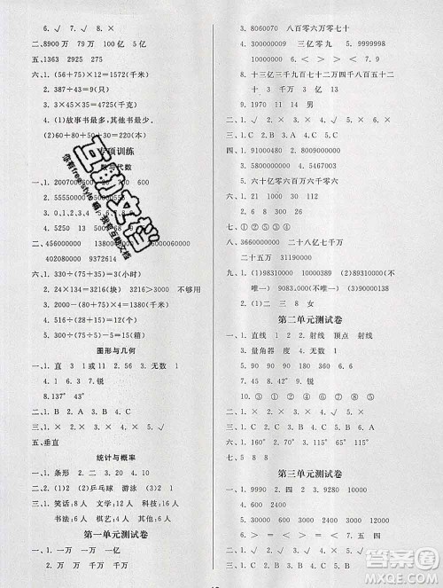 2019秋新版宝贝计划黄冈冠军课课练四年级数学上册青岛版六三制答案 2019秋新版宝贝计划黄冈冠军课课练四年级数学上册青岛版六三制答案