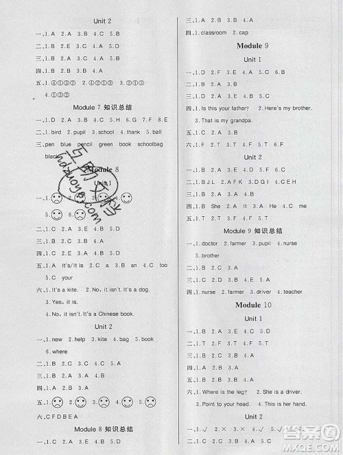 2019秋新版宝贝计划黄冈冠军课课练三年级英语上册外研版答案 2019秋新版宝贝计划黄冈冠军课课练三年级英语上册外研版答案