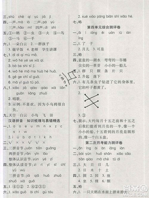 云南教育出版社2019秋新版名校提分一卷通一年级语文上册人教版答案 云南教育出版社2019秋新版名校提分一卷通一年级语文上册人教版答案