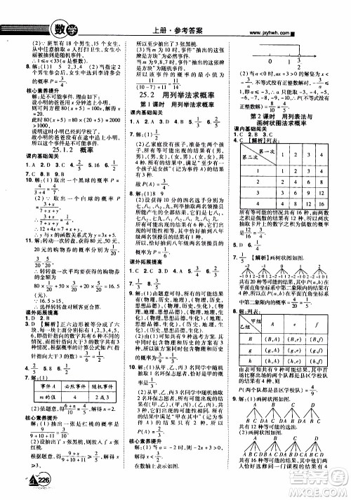 宇恒文化2019年学海风暴初中同步系列数学九年级上册RJ人教版参考答案
