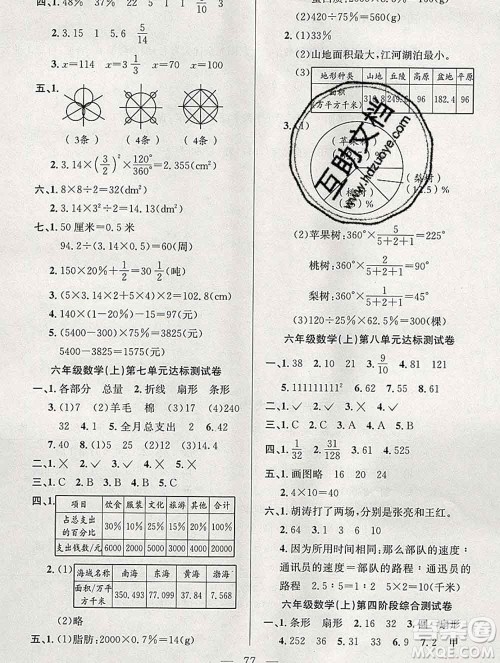 合肥工业大学出版社2019年秋阳光全优大考卷六年级数学上册人教版答案 合肥工业大学出版社2019年秋阳光全优大考卷六年级数学上册人教版答案