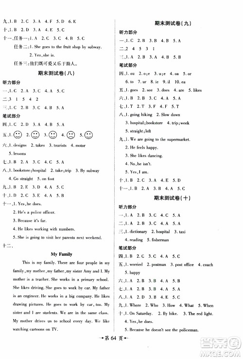 2019年魔力一卷英语六年级上册RJ版人教版参考答案 2019年魔力一卷英语六年级上册RJ版人教版参考答案