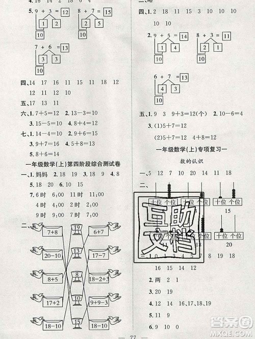 合肥工业大学出版社2019年秋阳光全优大考卷一年级数学上册人教版答案 合肥工业大学出版社2019年秋阳光全优大考卷一年级数学上册人教版答案