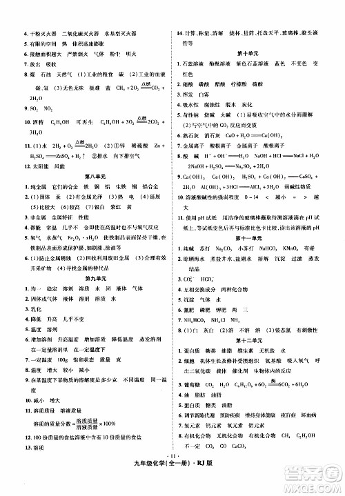 2019年魔力一卷化学九年级全一册RJ版人教版参考答案