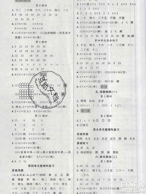 新疆青少年出版社2019秋黄冈金牌之路练闯考二年级数学上册人教版答案 新疆青少年出版社2019秋黄冈金牌之路练闯考二年级数学上册人教版答案