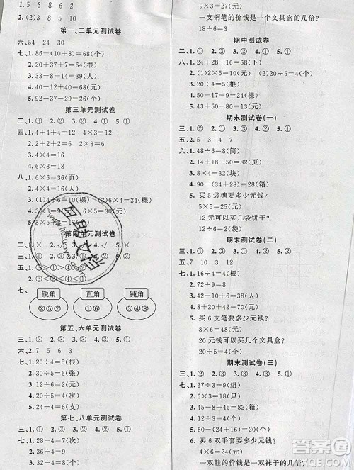新疆青少年出版社2019秋黄冈金牌之路练闯考二年级数学上册冀教版答案 新疆青少年出版社2019秋黄冈金牌之路练闯考二年级数学上册冀教版答案