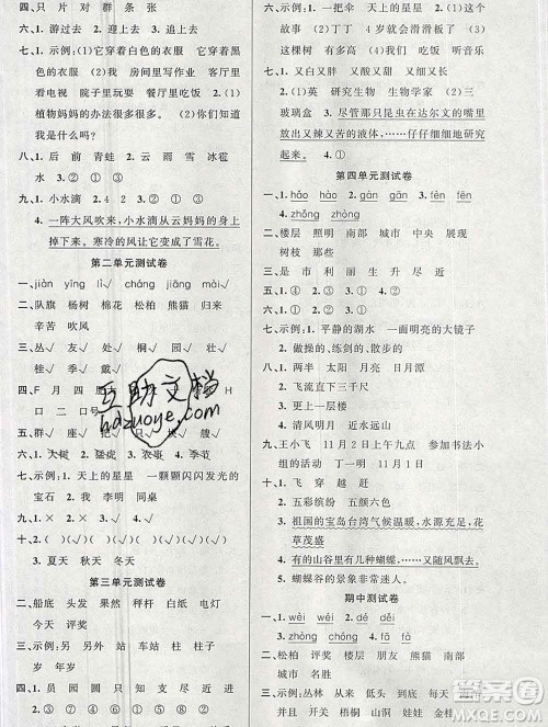 新疆青少年出版社2019秋黄冈金牌之路练闯考二年级语文上册人教版答案 新疆青少年出版社2019秋黄冈金牌之路练闯考二年级语文上册人教版答案
