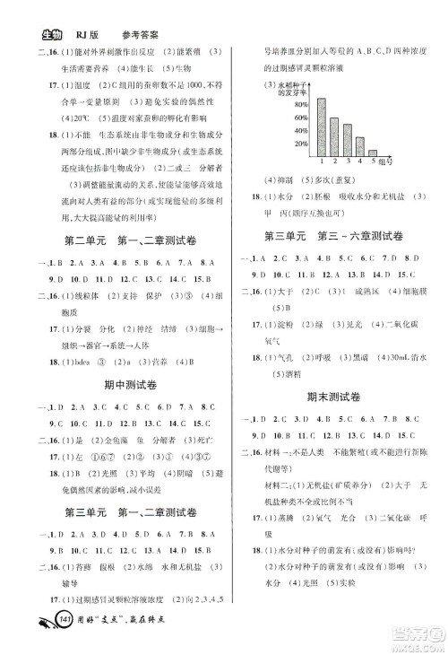 铭文文化2019支点七年级生物上册人教版江西专版答案