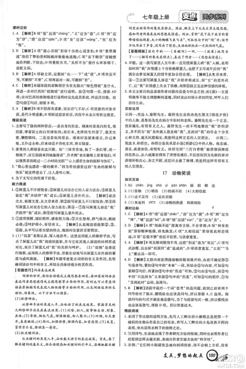 铭文文化2019支点七年级语文上册人教版江西专版答案