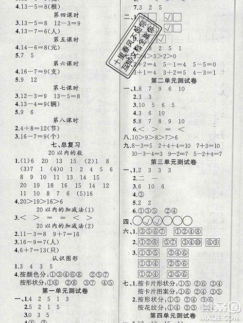 新疆青少年出版社2019秋黄冈金牌之路练闯考一年级数学上册西师版答案 新疆青少年出版社2019秋黄冈金牌之路练闯考一年级数学上册西师版答案