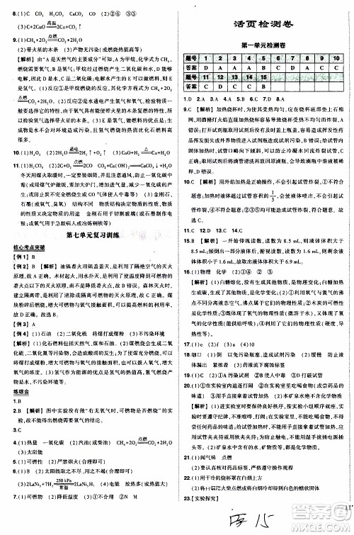 状语成才路2019年状元导练九年级上册化学人教版参考答案