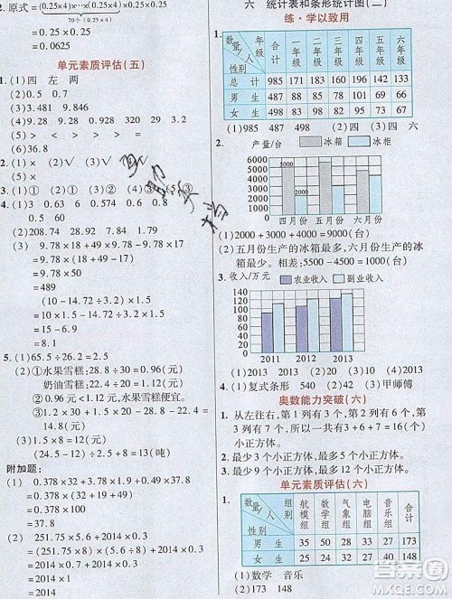 武汉出版社2019年英才教程五年级数学上册苏教版答案