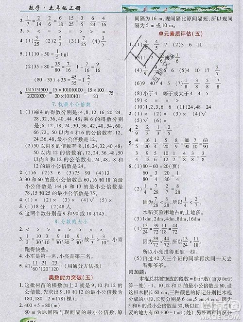 新疆青少年出版社2019年英才教程五年级数学上册北师版答案