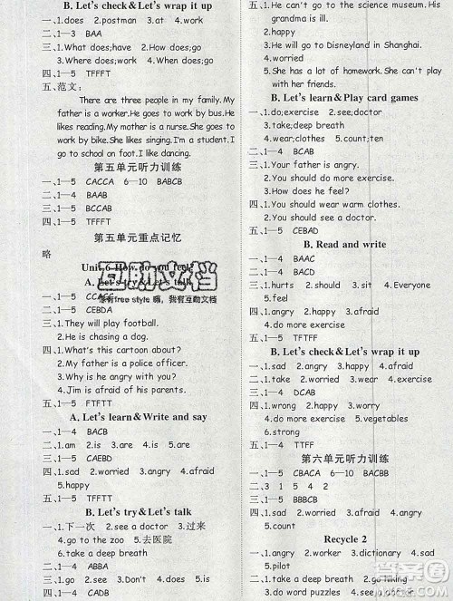 延边大学出版社2019年优翼学练优六年级英语上册人教版答案 延边大学出版社2019年优翼学练优六年级英语上册人教版答案