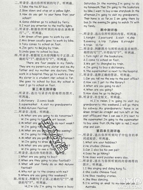 延边大学出版社2019年优翼学练优六年级英语上册人教版答案 延边大学出版社2019年优翼学练优六年级英语上册人教版答案