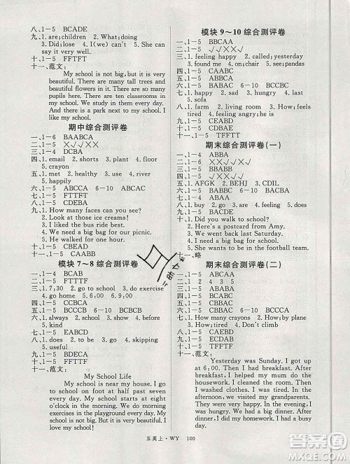 延边大学出版社2019年优翼学练优五年级英语上册外研版答案