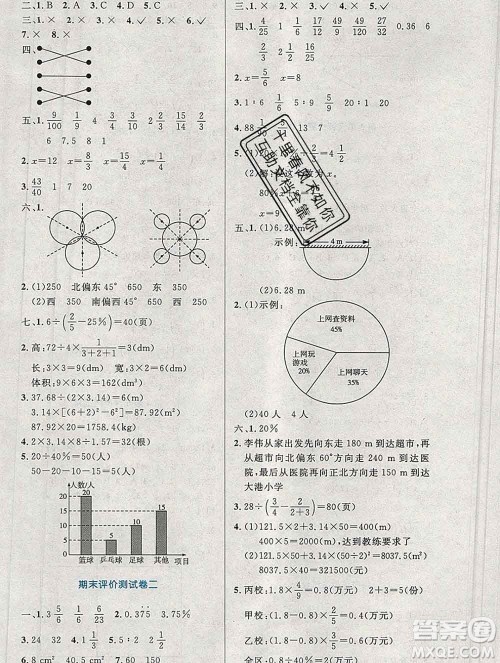 2019年秋新版小学同步测控优化设计六年级数学上册人教增强版陕西专版答案