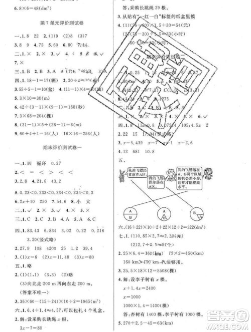 2019年秋新版小学同步测控优化设计五年级数学上册人教增强版答案 2019年秋新版小学同步测控优化设计五年级数学上册人教增强版答案