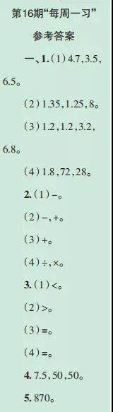 2019-2020时代学习报数学周刊五年级苏教版第13期-第16期答案