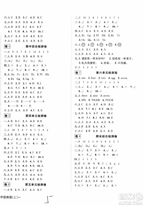 武汉出版社2019年探究乐园高效课堂英语三年级上册参考答案