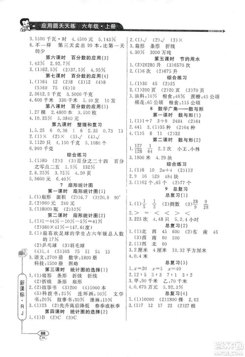 2019年六年级上册小学数学应用题天天练答案