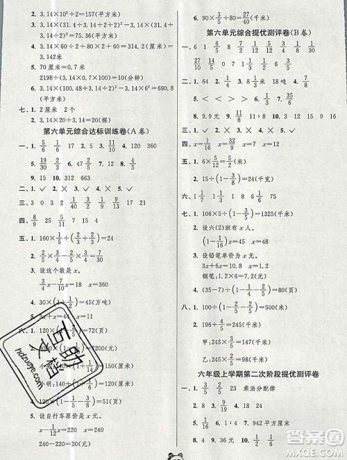 2019新版单元双测同步达标活页试卷六年级数学上册青岛版答案