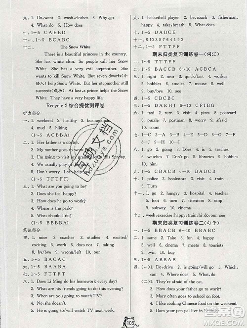 2019新版单元双测同步达标活页试卷六年级英语上册人教版答案