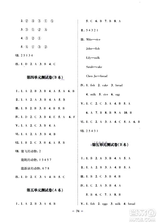 青岛出版社2019年随堂大考卷英语三年级上册R版参考答案 青岛出版社2019年随堂大考卷英语三年级上册R版参考答案
