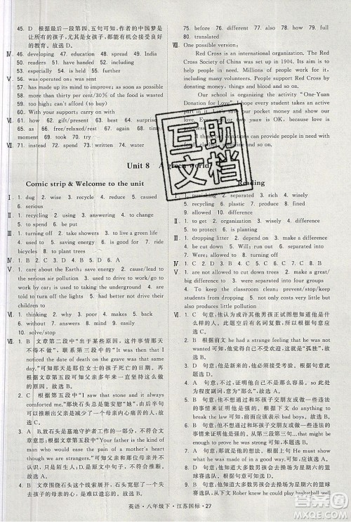 经纶学典2020春学霸题中题八年级下册英语江苏国标版答案