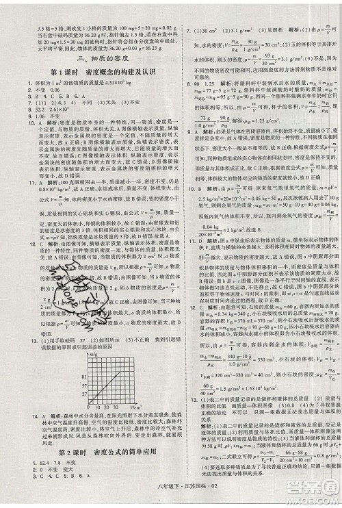 经纶学典2020春学霸题中题八年级下册物理江苏国标版答案