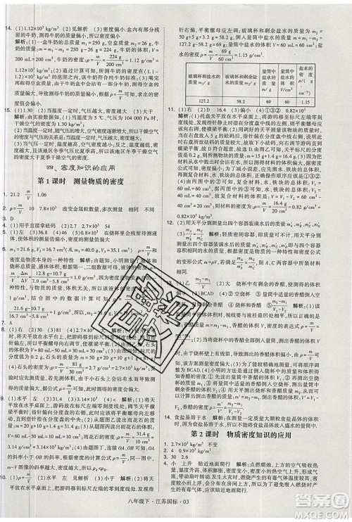 经纶学典2020春学霸题中题八年级下册物理江苏国标版答案