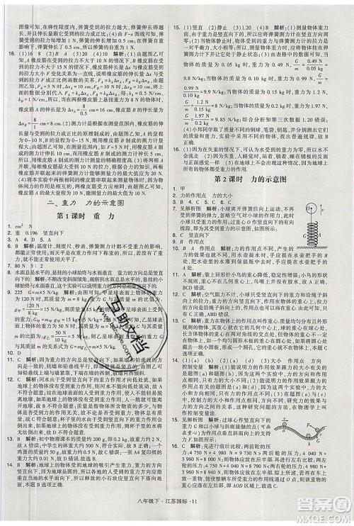 经纶学典2020春学霸题中题八年级下册物理江苏国标版答案