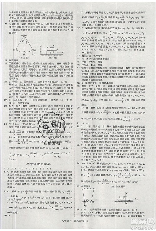 经纶学典2020春学霸题中题八年级下册物理江苏国标版答案