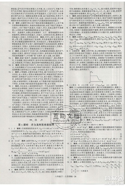 经纶学典2020春学霸题中题八年级下册物理江苏国标版答案