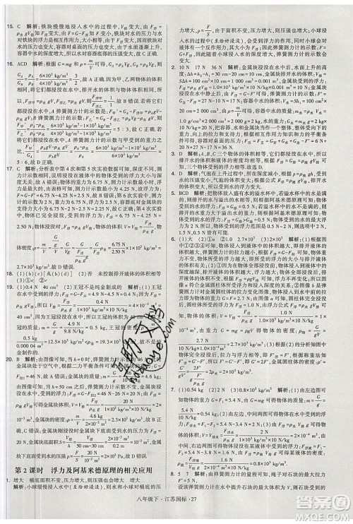 经纶学典2020春学霸题中题八年级下册物理江苏国标版答案