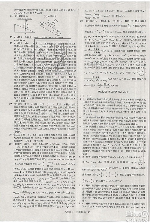 经纶学典2020春学霸题中题八年级下册物理江苏国标版答案