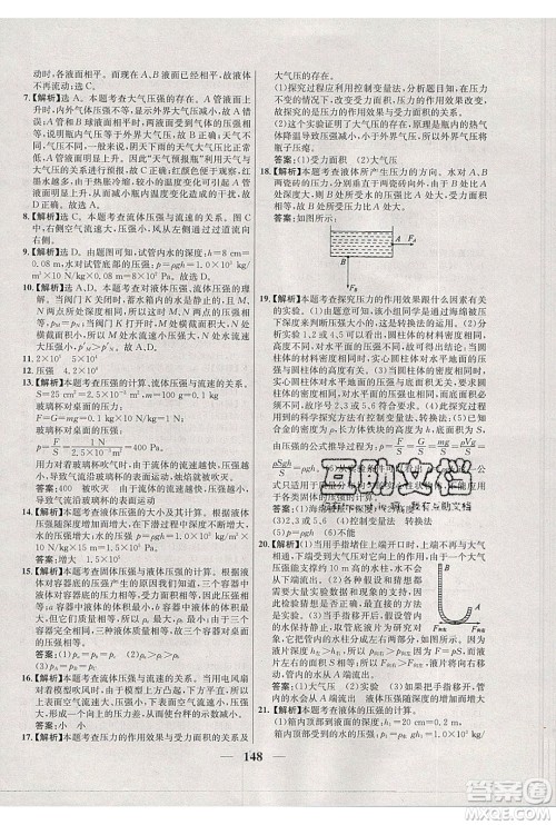 吉林教育出版社2020学霸刷题王八年级物理下册人教版答案