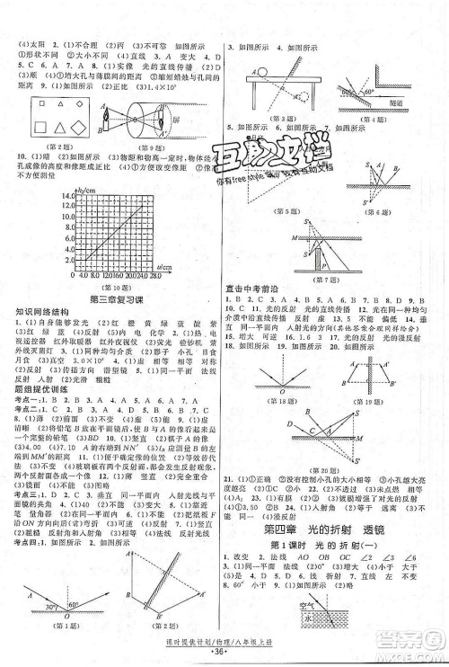 江苏人民出版社2019课时提优计划作业本八年级物理上册国标苏科版答案