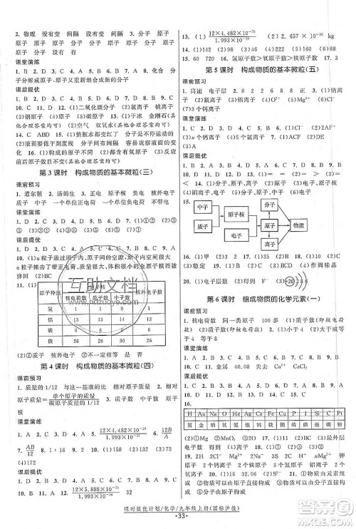 江苏人民出版社2019课时提优计划作业本九年级化学上册沪教版答案