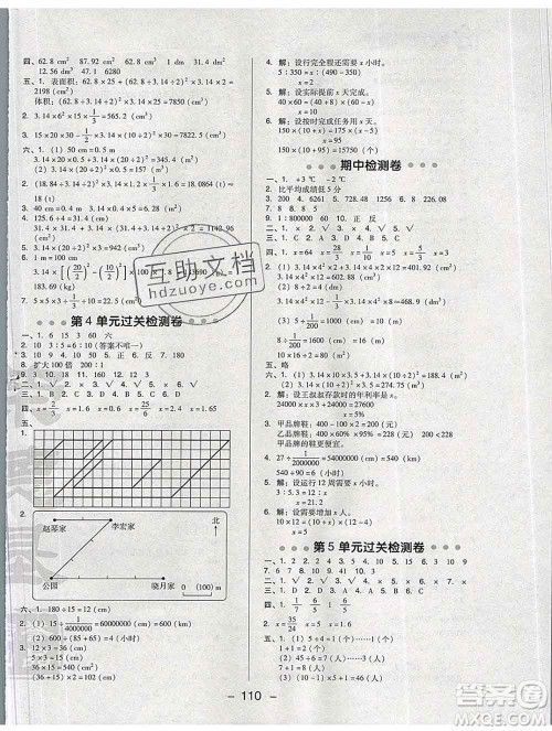 2020综合应用创新题典中点六年级数学下册人教版答案 2020综合应用创新题典中点六年级数学下册人教版答案