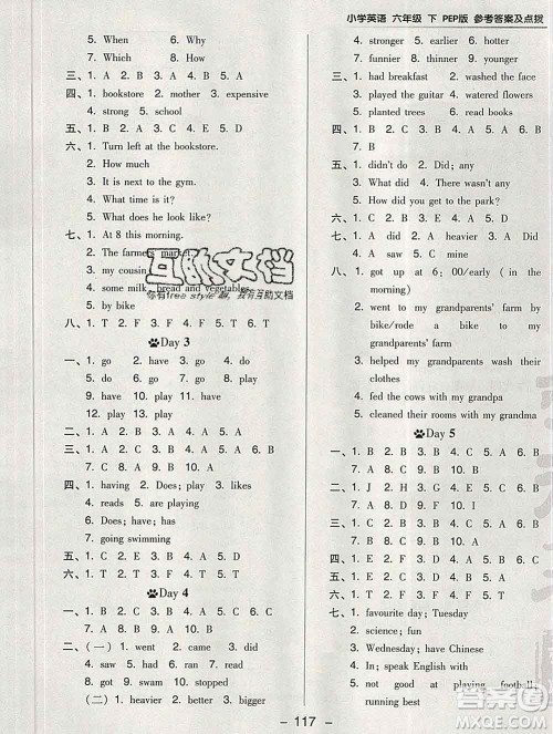 2020综合应用创新题典中点六年级英语下册人教版答案