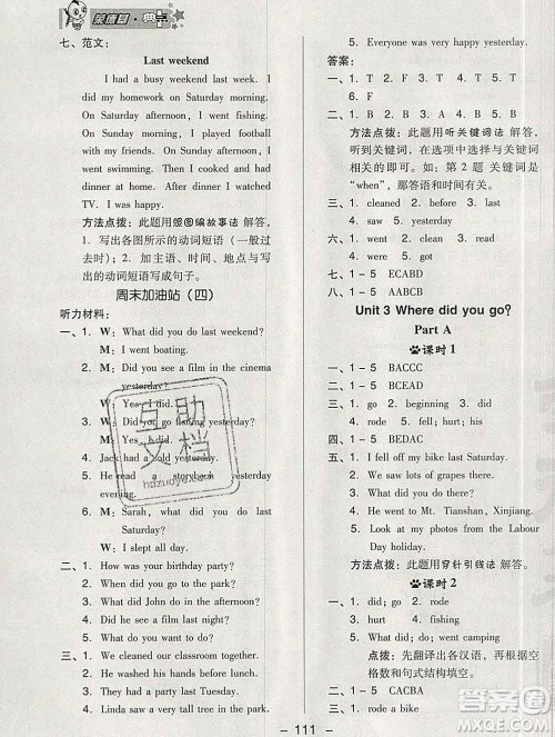 2020综合应用创新题典中点六年级英语下册人教版答案