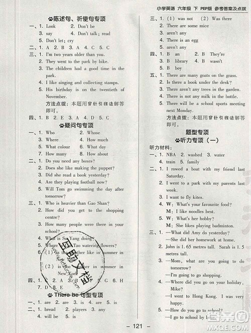 2020综合应用创新题典中点六年级英语下册人教版答案