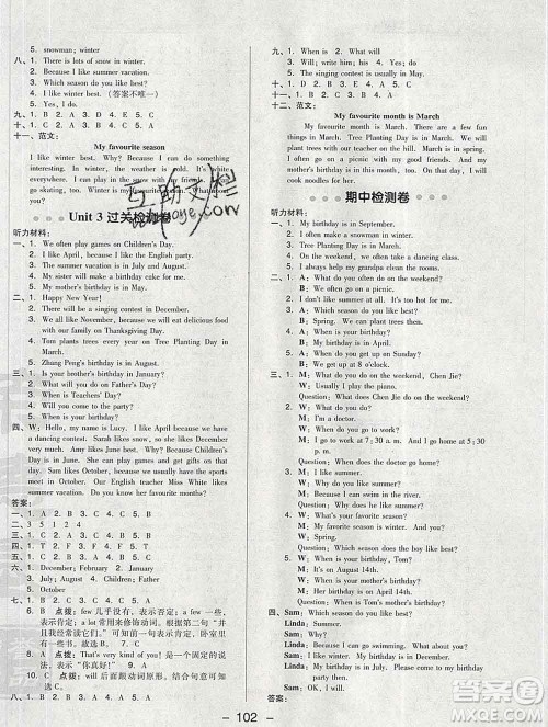 2020综合应用创新题典中点五年级英语下册人教版答案 2020综合应用创新题典中点五年级英语下册人教版答案