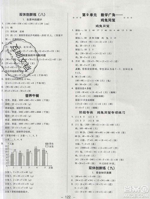 2020综合应用创新题典中点四年级数学下册人教版答案