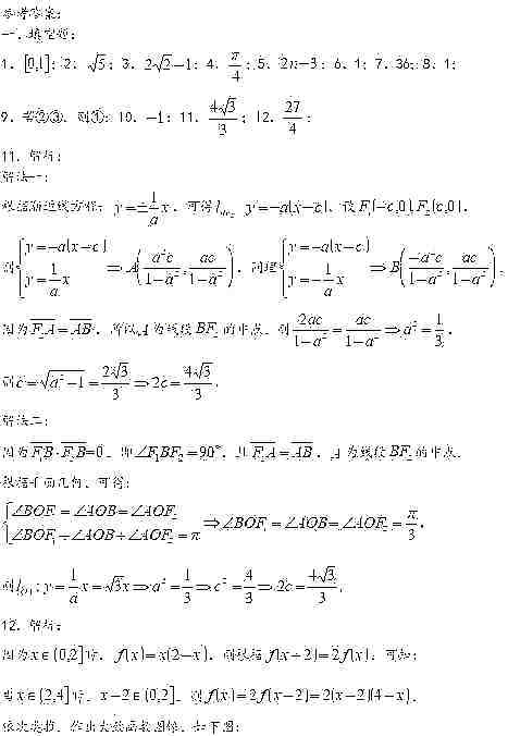 上海2020届虹口区高三数学一模试卷答案 上海2020届虹口区高三数学一模试卷答案