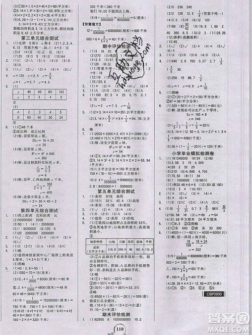 延边大学出版社2020新版世纪金榜金榜小博士六年级数学下册青岛版答案