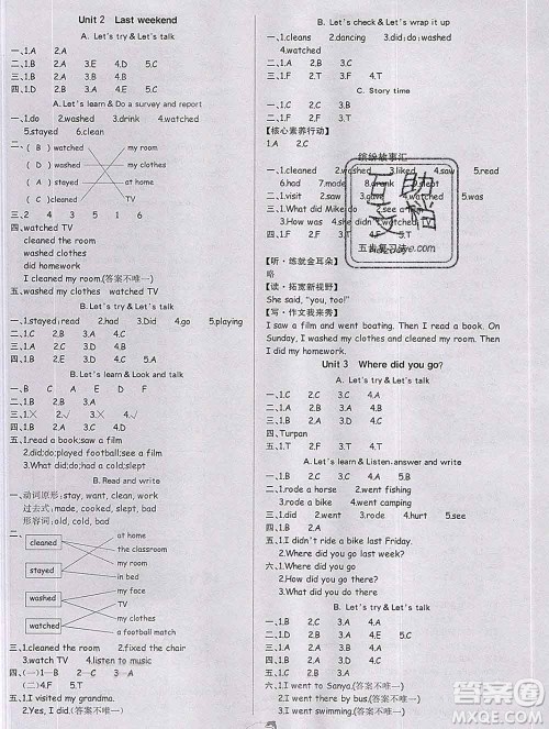 延边大学出版社2020新版世纪金榜金榜小博士六年级英语下册人教版答案